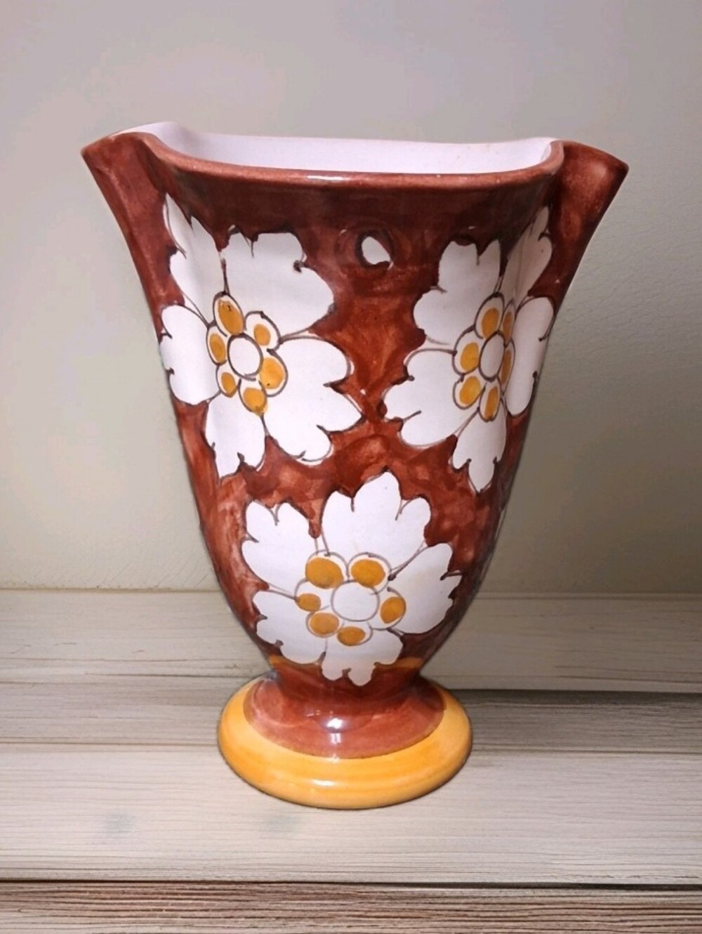 Vintage Hand Painted Floral Italian Italy Vase